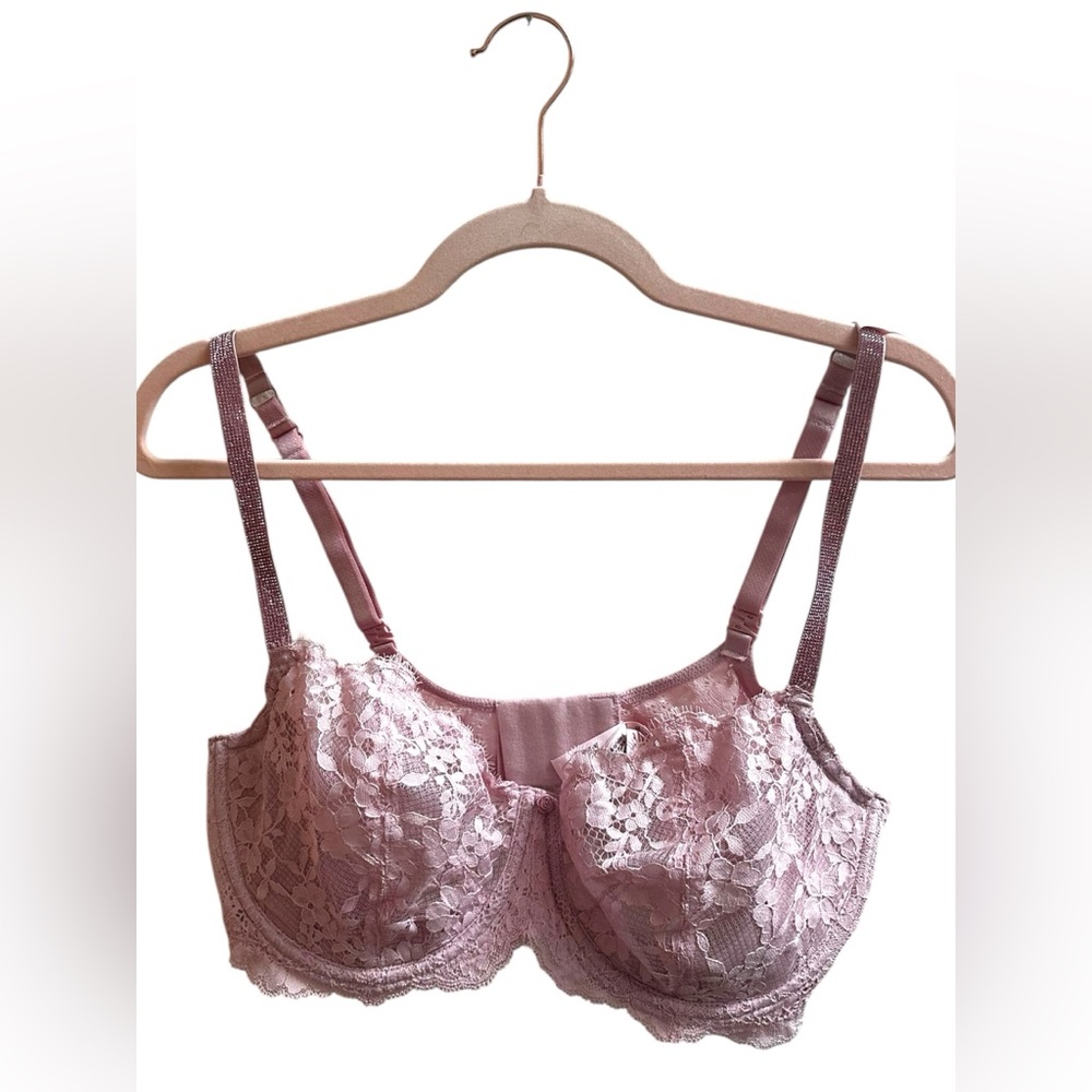 NWT Victoria's Secret Dream Angels Lace Balconette Bra Unlined Pink 38DD